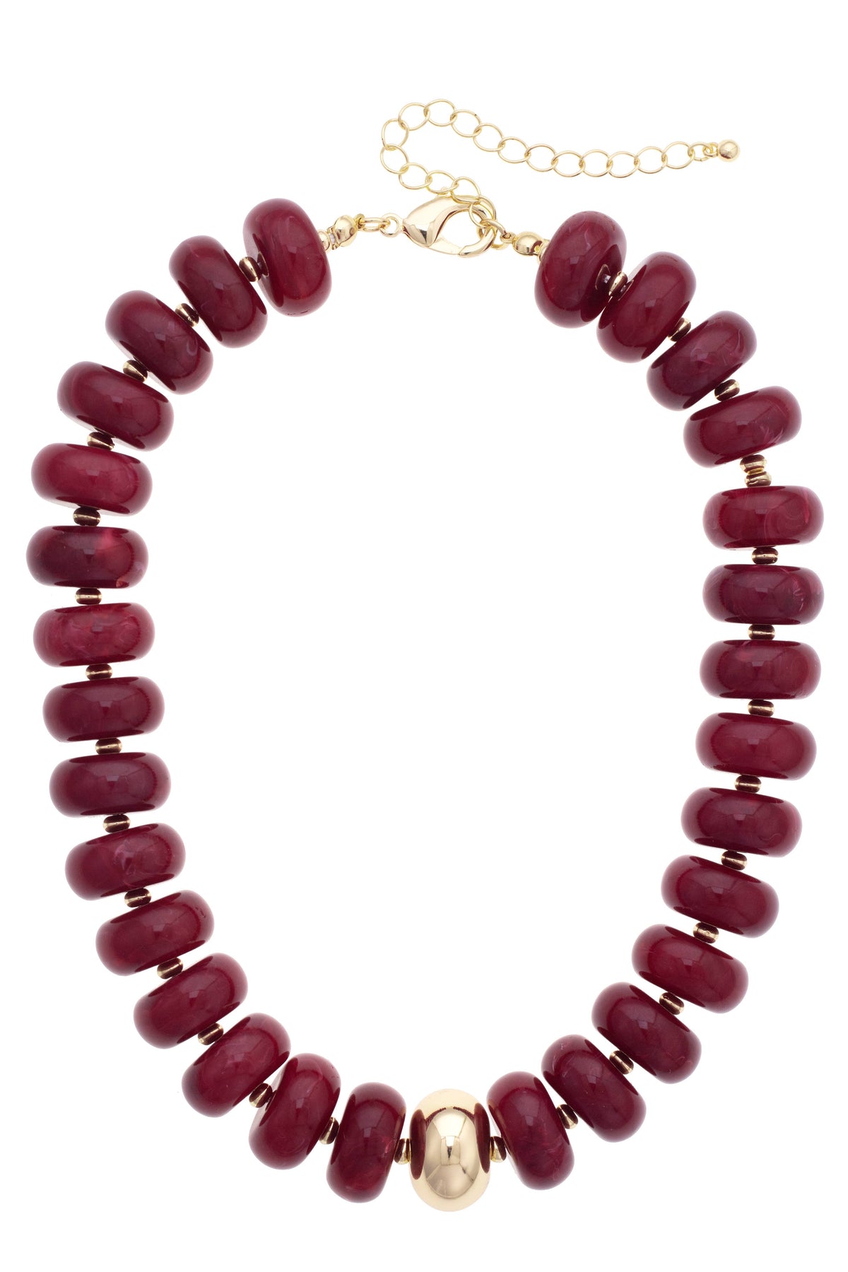 Beaded Resin Necklace: Maroon