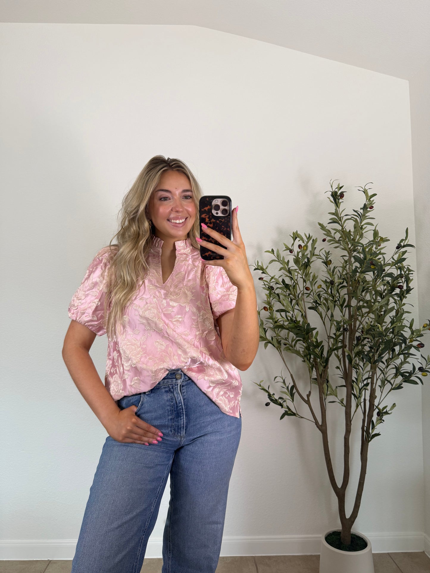 Pink Puff Sleeve Top