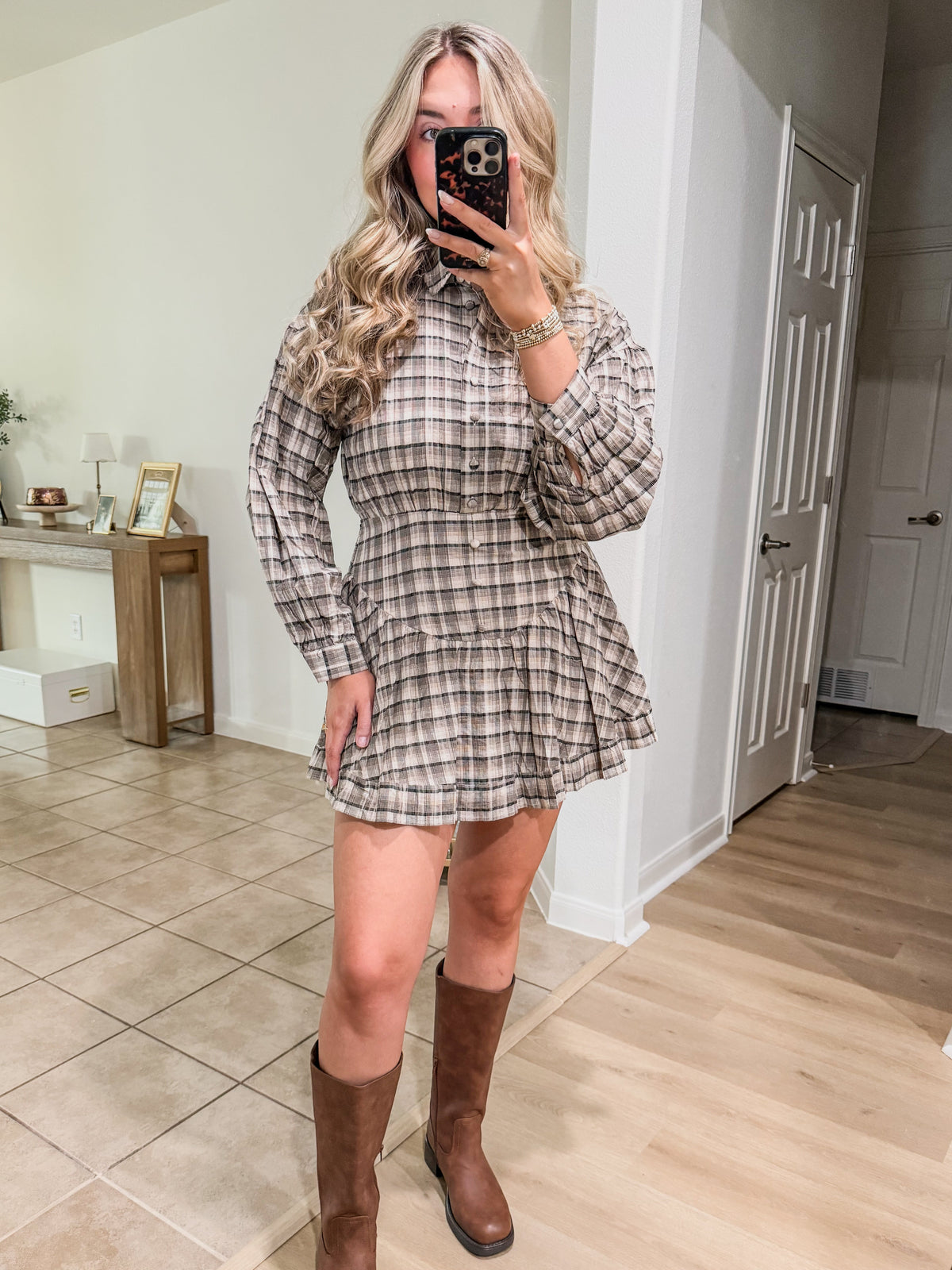 Plaid Basque Waist Mini Dress
