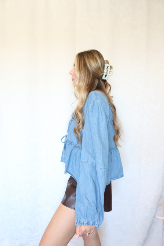 Avery Long Sleeve Denim Top