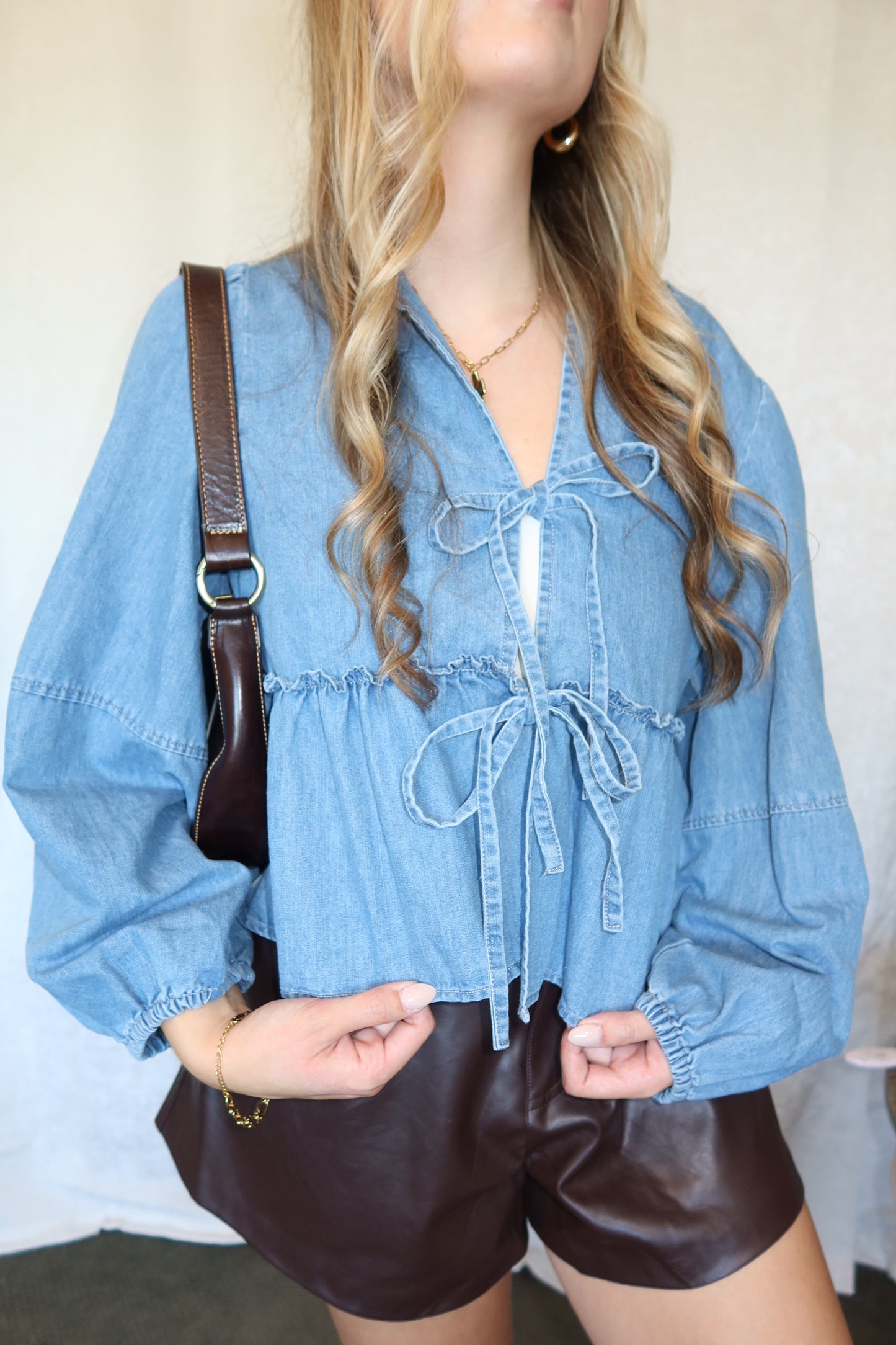 Avery Long Sleeve Denim Top
