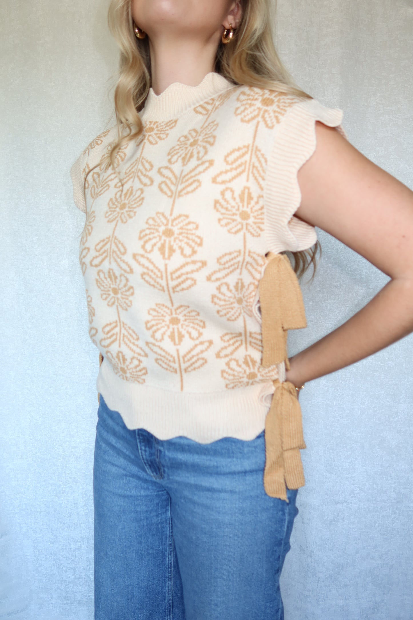 Blaize Floral Mock Neck Sweater Vest