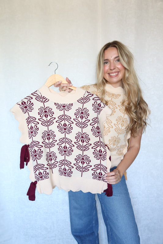 Blaize Floral Mock Neck Sweater Vest