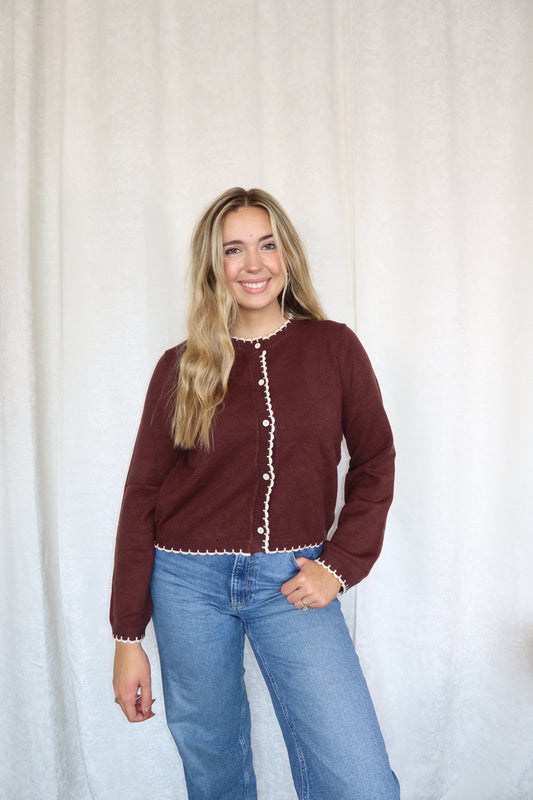 Blake Scalloped Trim Soft Knit Sweater