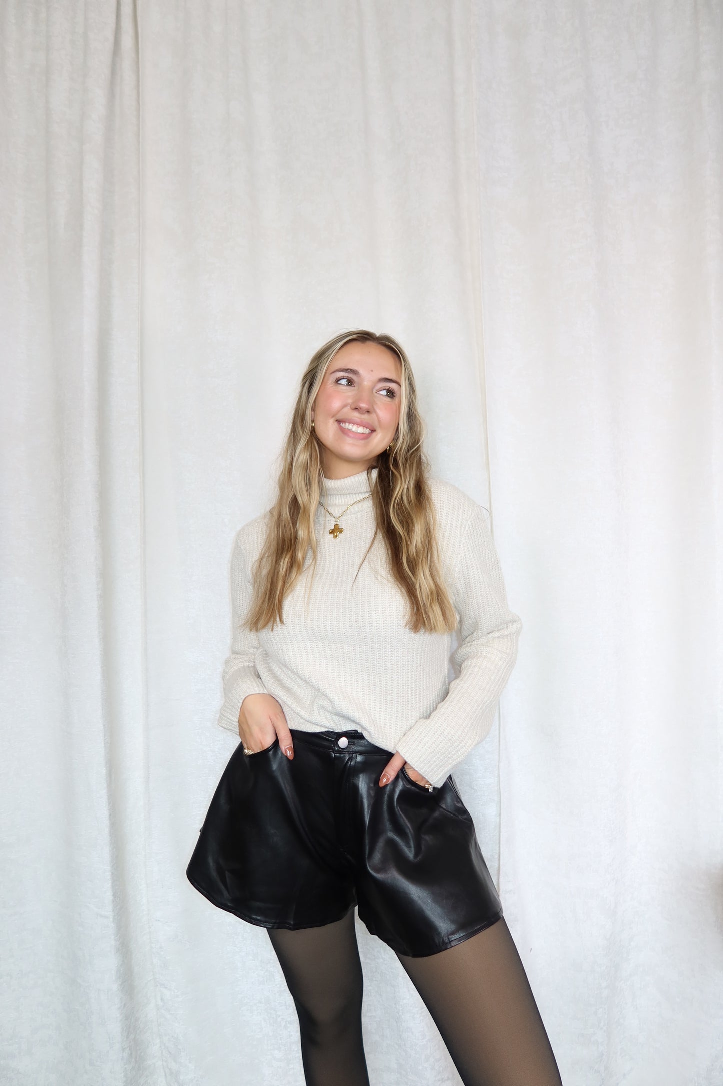Riley Faux Leather Black Short