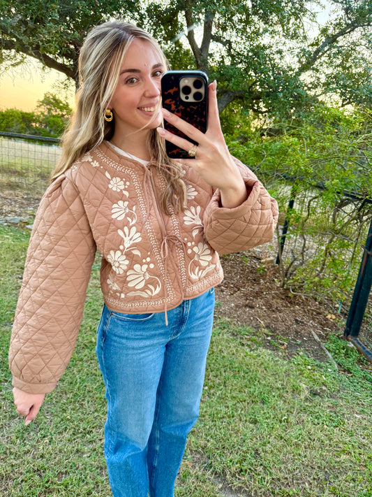 Paisley Quilted Floral Embroidered Jacket