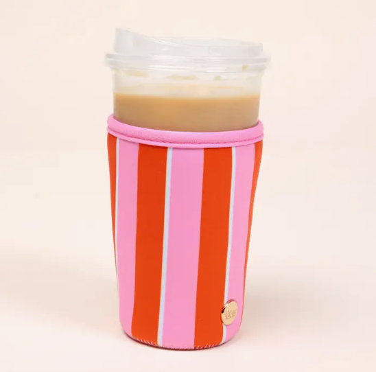 Sip Savvy Drink Sleeve–Large: Sicily Stripes Pink