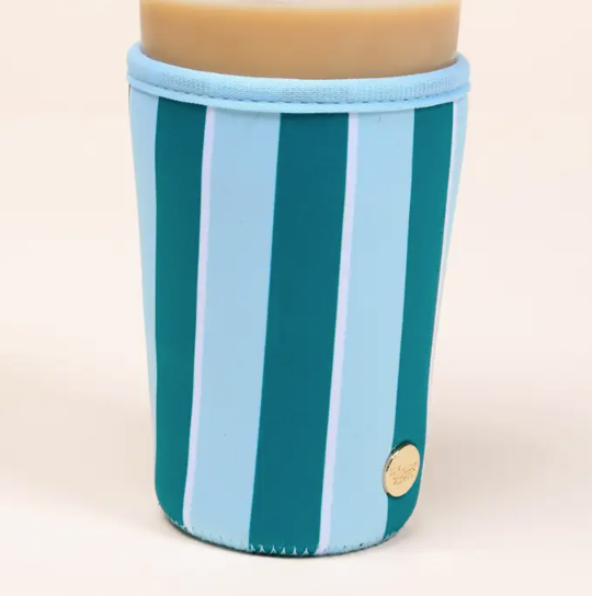 Sip Savvy Drink Sleeve–Large: Sicily Stripes Teal