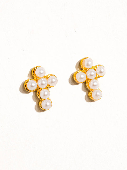 Telo Pearl Cross Stud