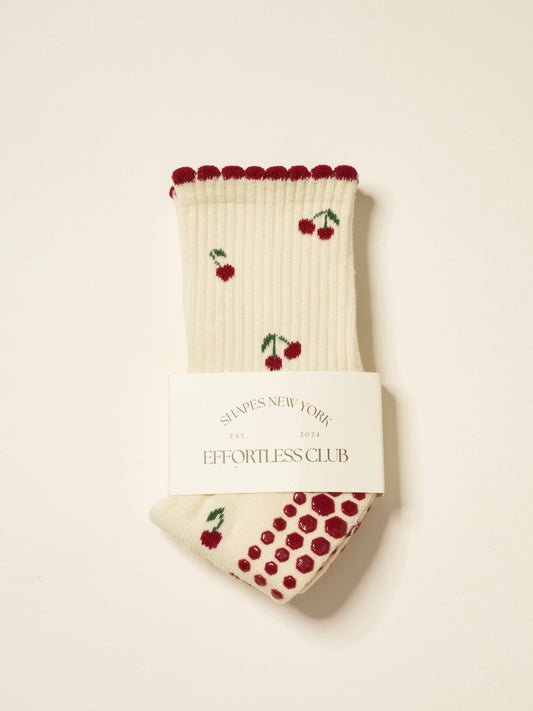 Little Cherry Petal Grip Sock, Pilates Socks