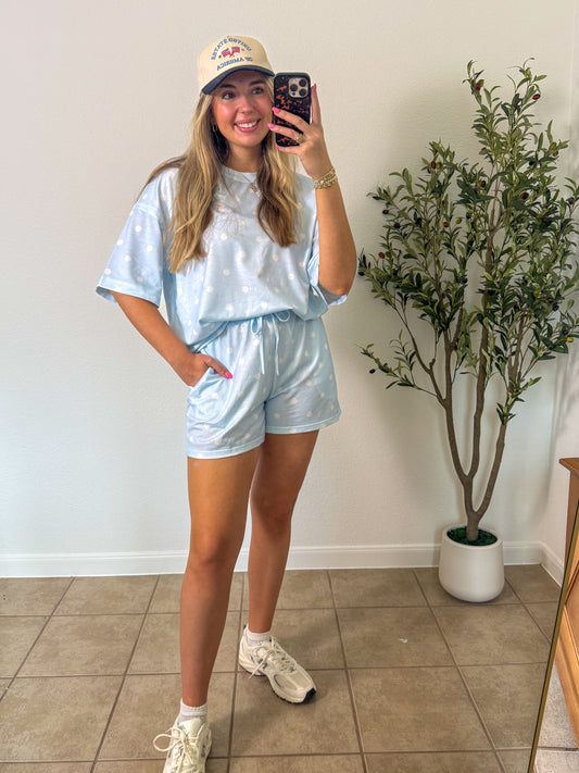 Polka Dot Loose Tee Shorts Set