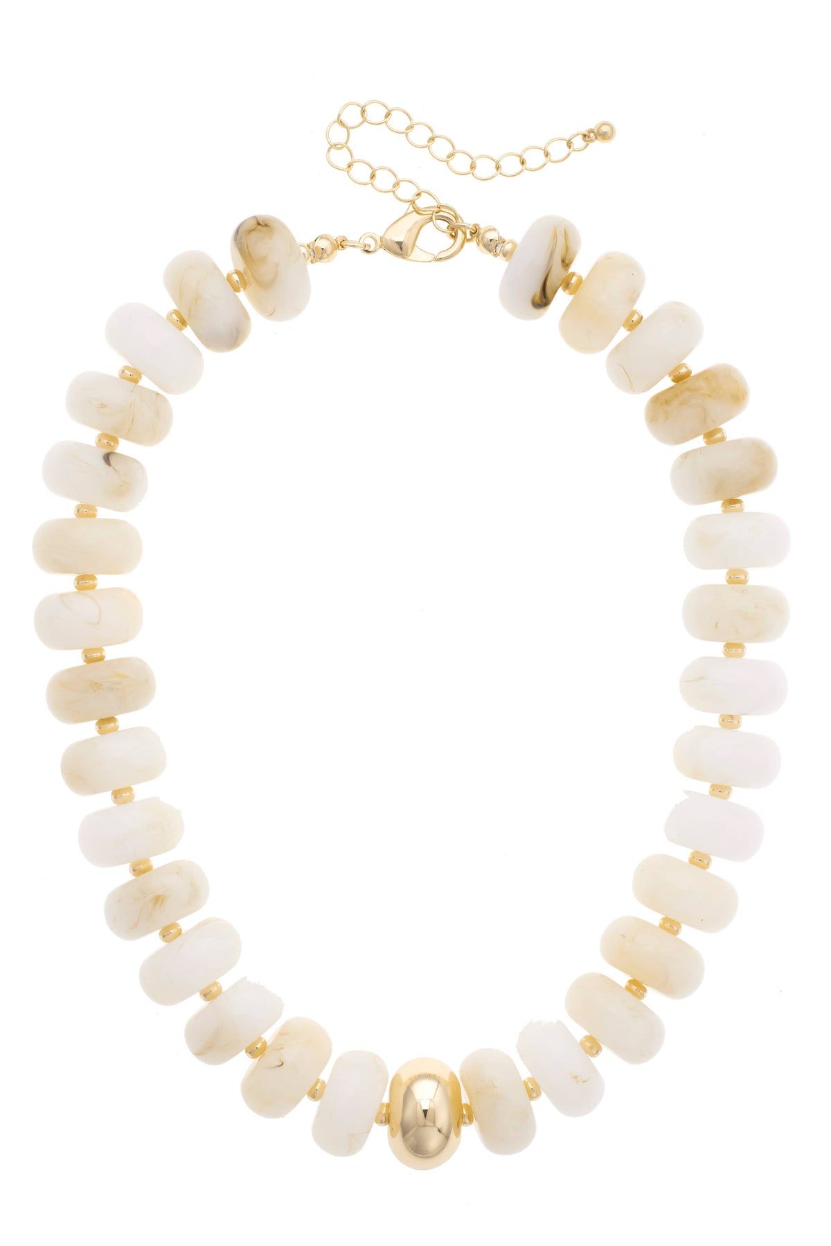 Beaded Resin Necklace: White