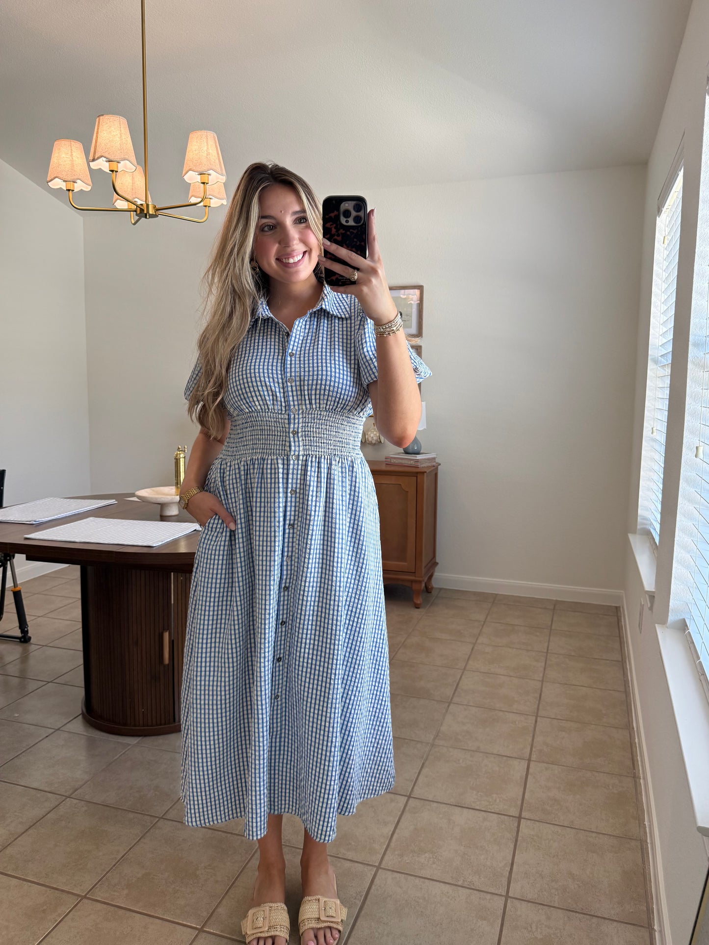 Gingham Blue Smocked Dress