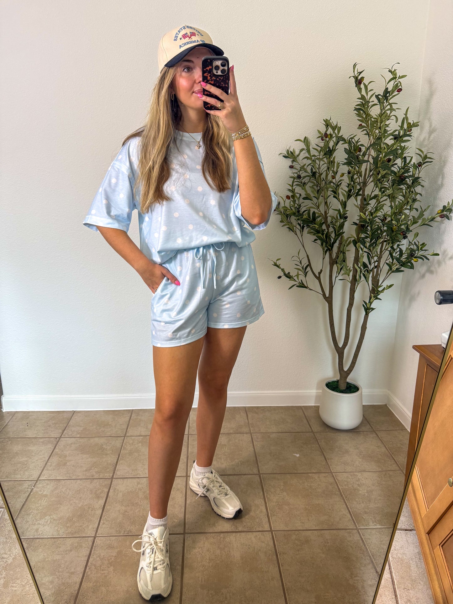 Polka Dot Loose Tee Shorts Set