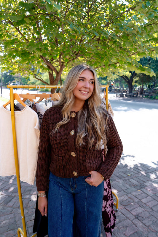 Georgia Chunky Gold Button Cardigan
