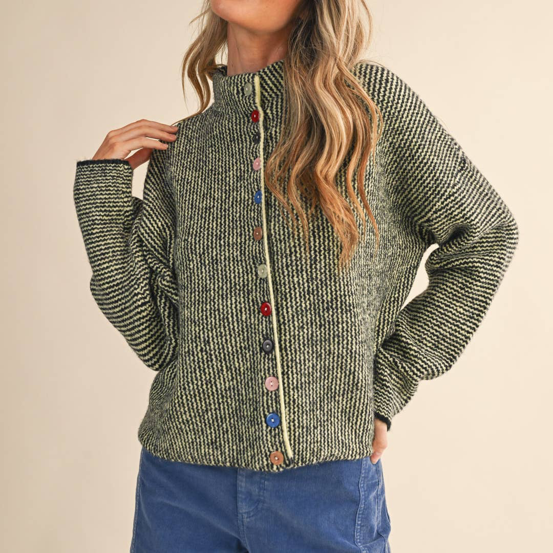 Colorful Button Cardigan