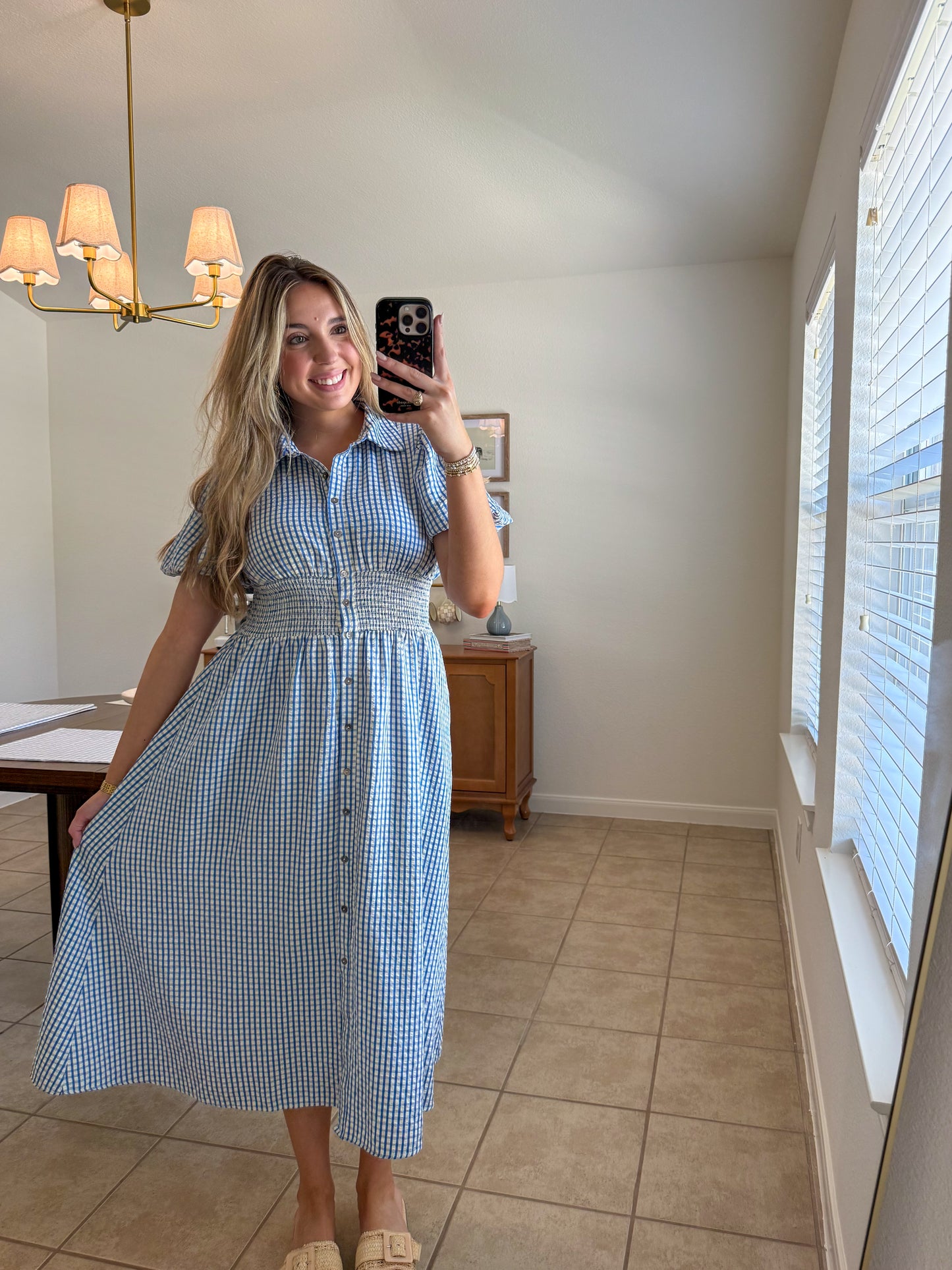 Gingham Blue Smocked Dress
