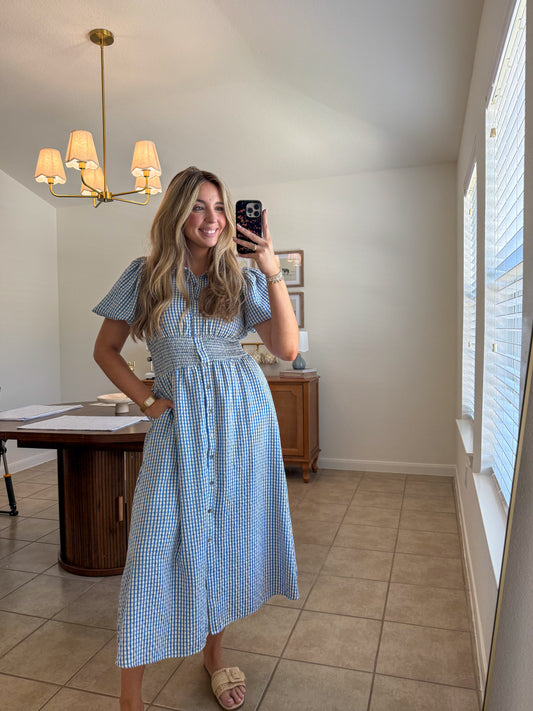 Gingham Blue Smocked Dress
