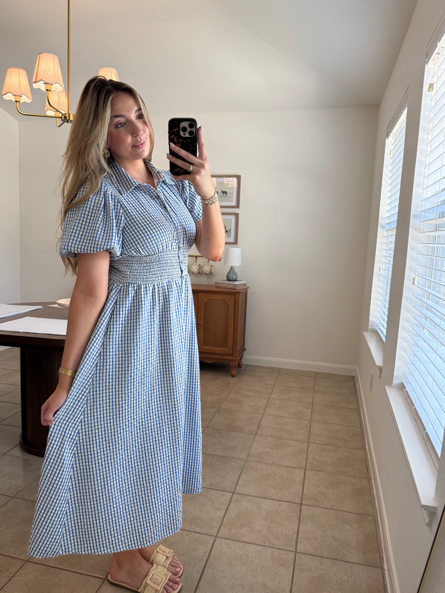 Gingham Blue Smocked Dress