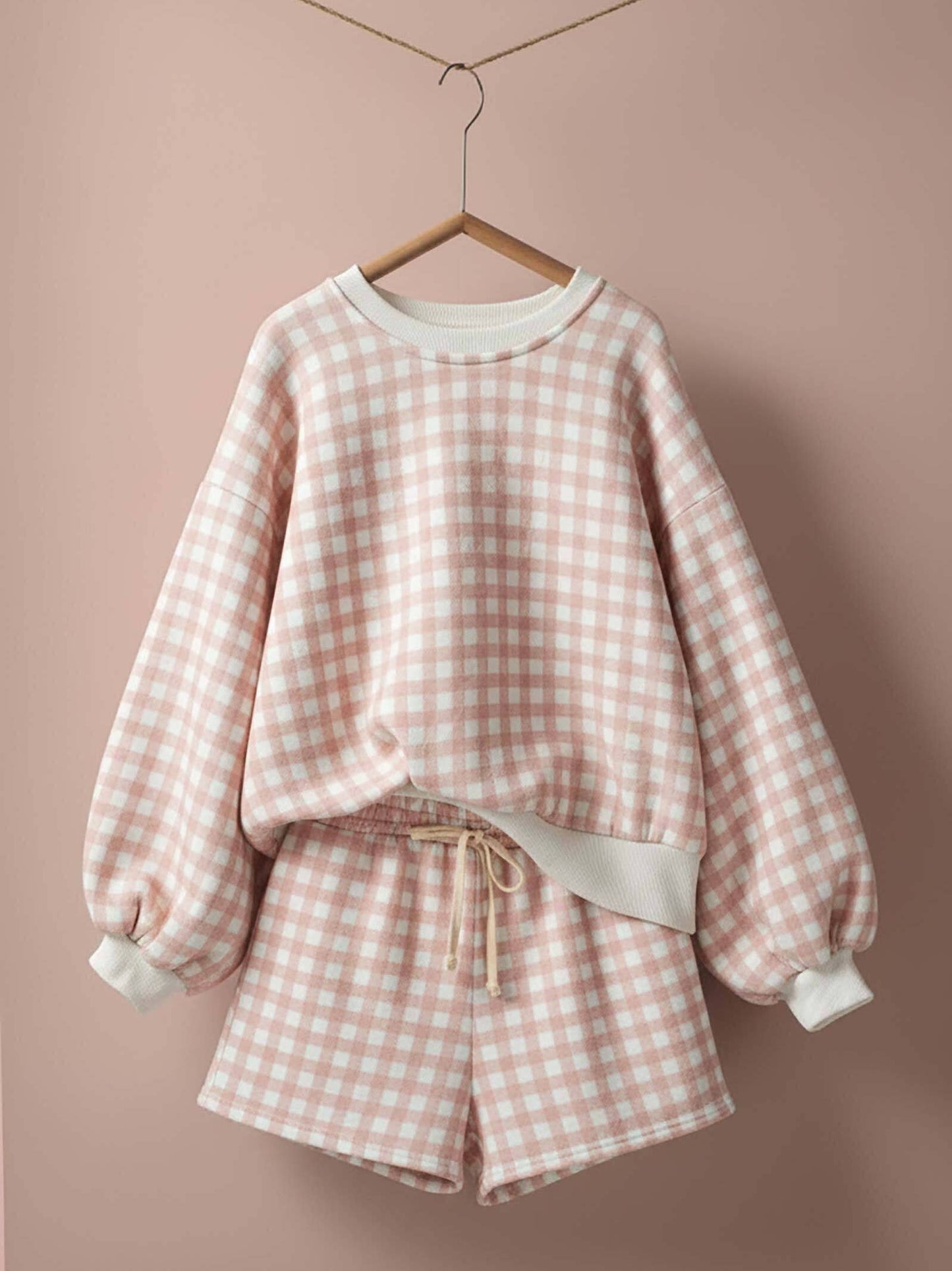 Gingham Lounge Set - Pink