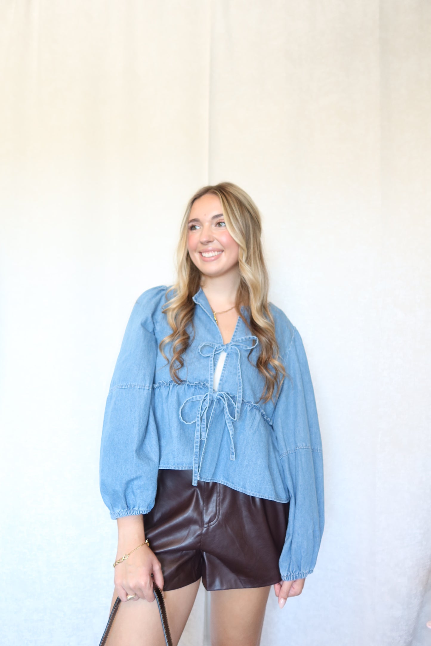 Avery Long Sleeve Denim Top