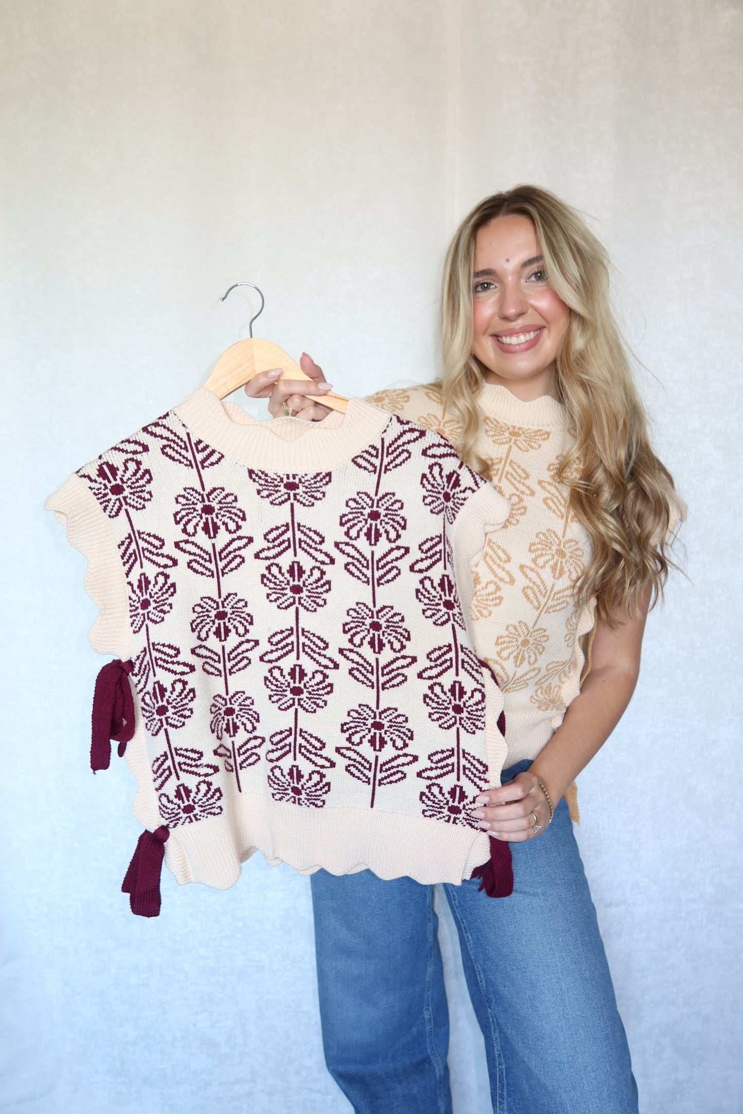Blaize Floral Mock Neck Sweater Vest