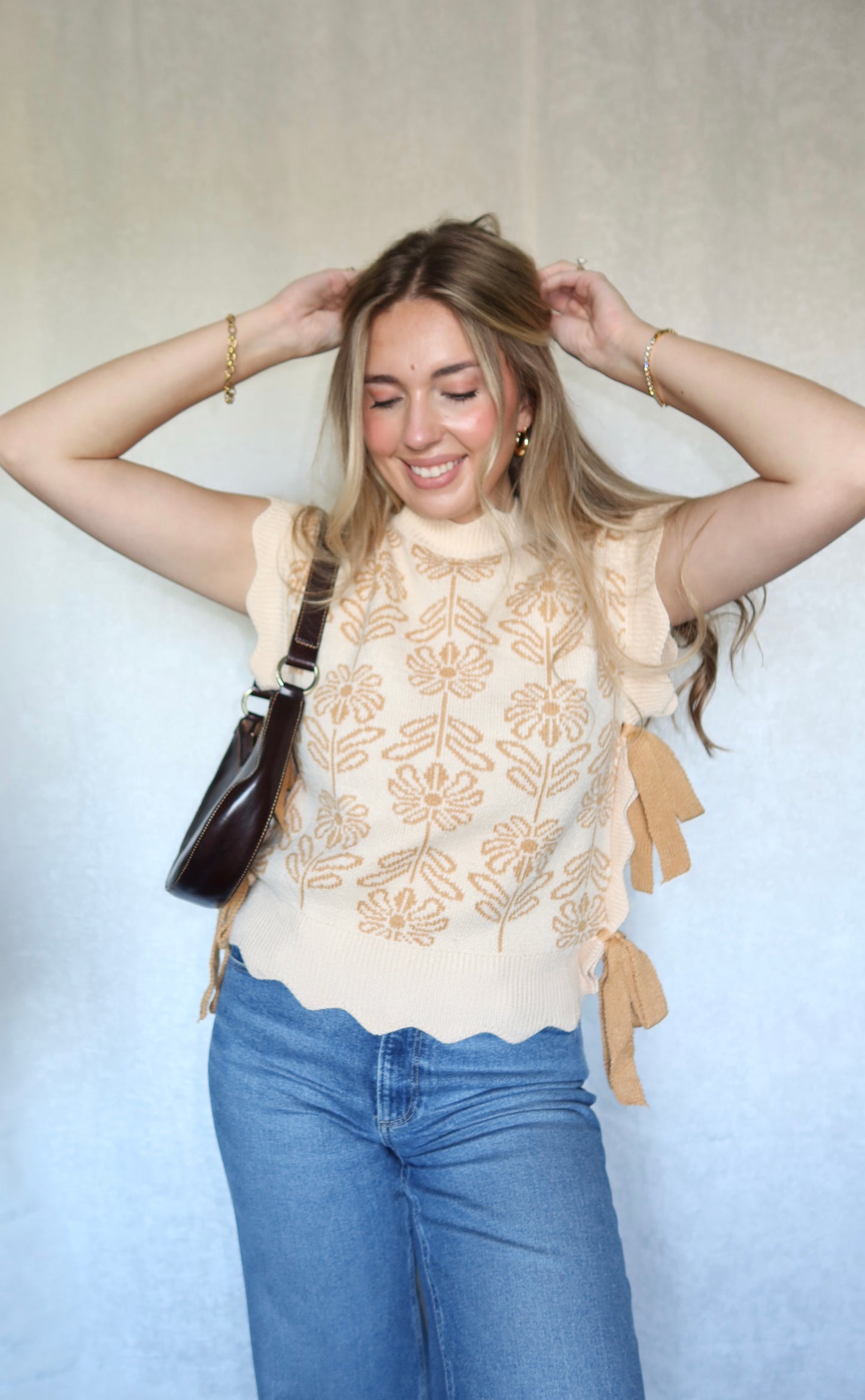 Blaize Floral Mock Neck Sweater Vest