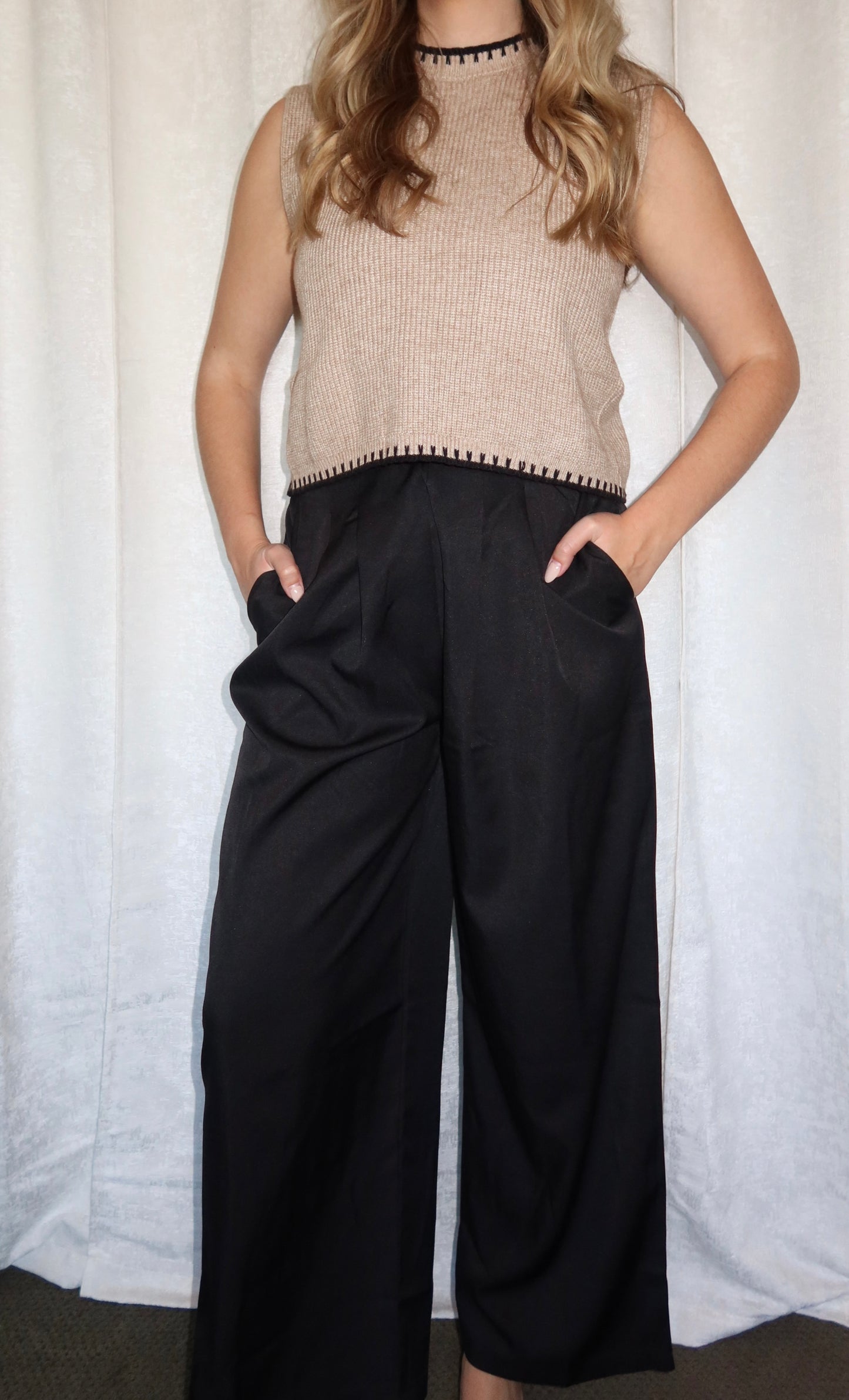 Bea Pleated Wide-Leg Tailored Trousers