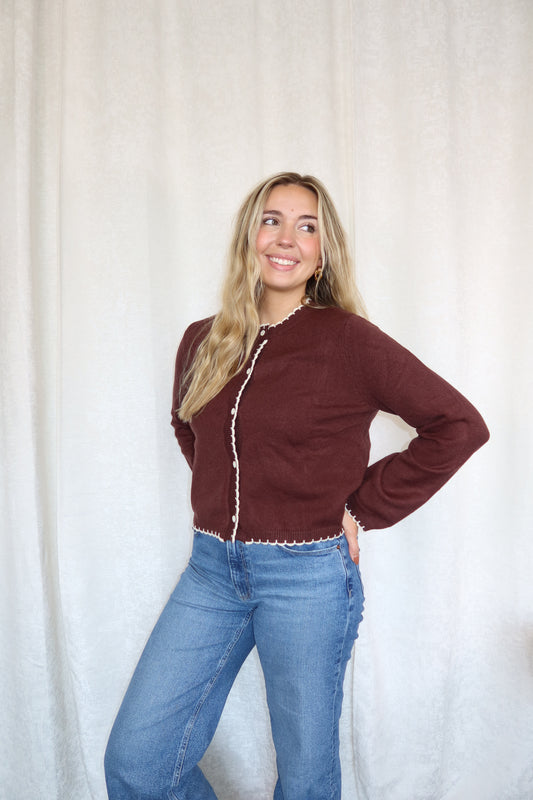 Blake Scalloped Trim Soft Knit Sweater