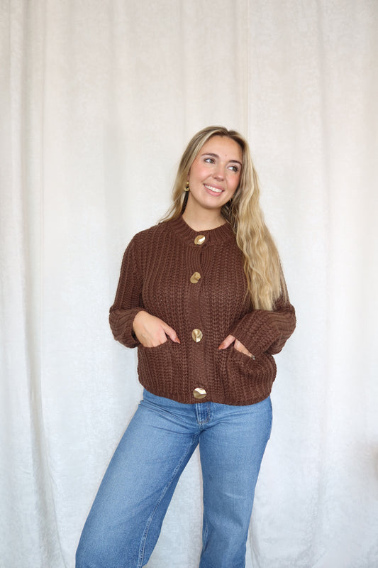 Georgia Chunky Gold Button Cardigan