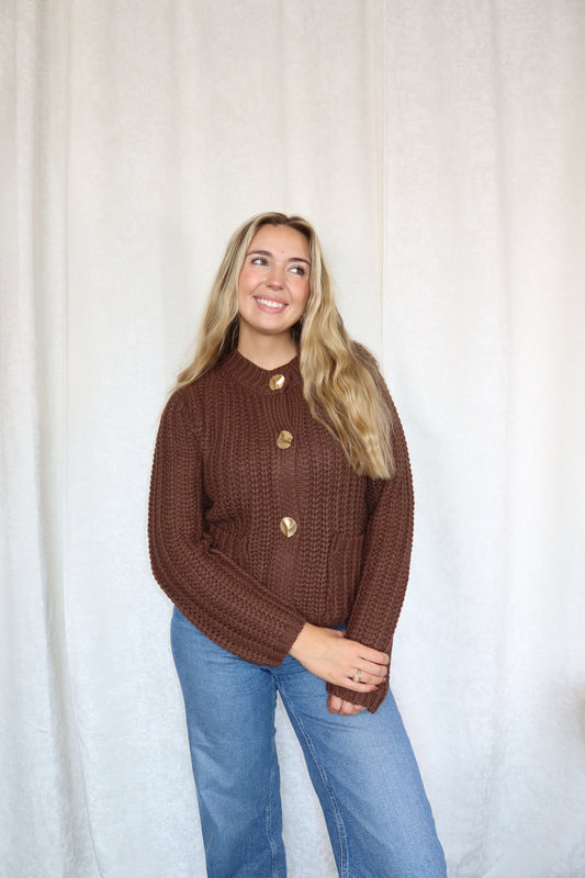 Georgia Chunky Gold Button Cardigan