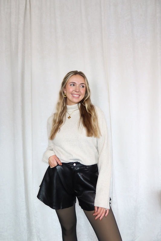 Riley Faux Leather Black Short