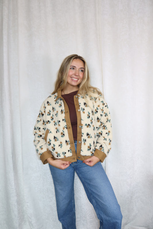 Dustie Printed Contrast Button Down Jacket