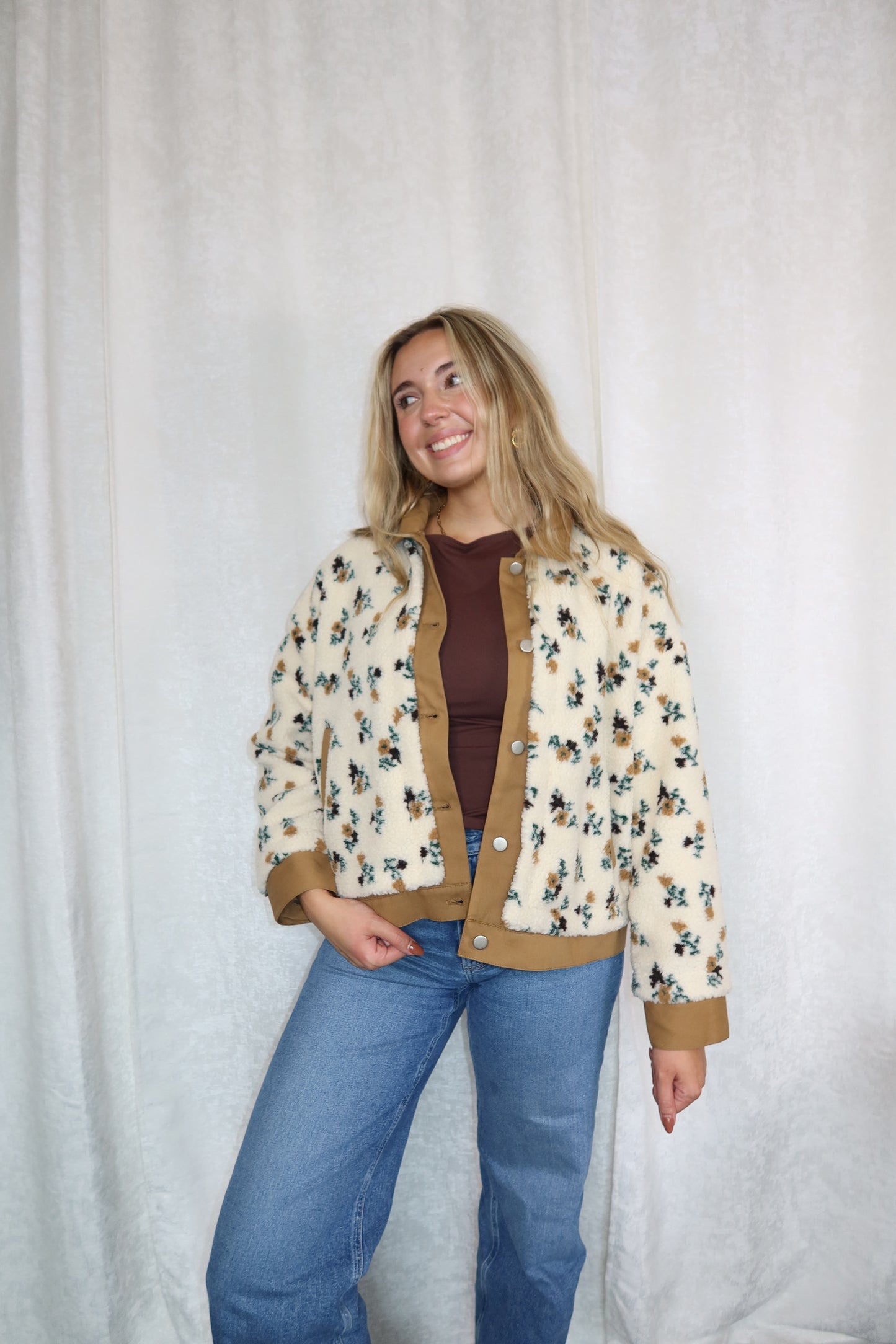 Dustie Printed Contrast Button Down Jacket