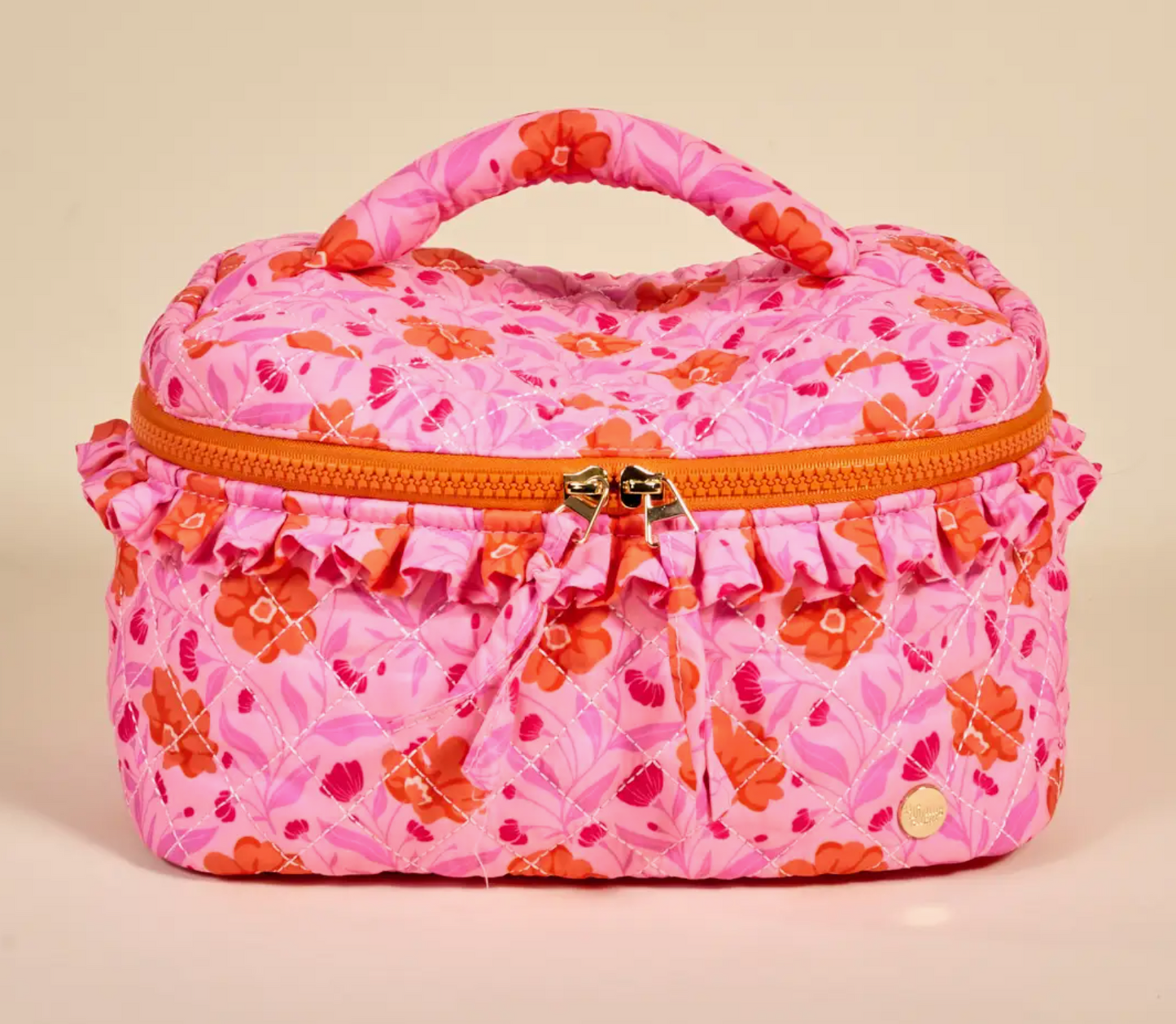 Glam & Go Quilted Cosmetic Bag–Poppin' Petals Hot Pink