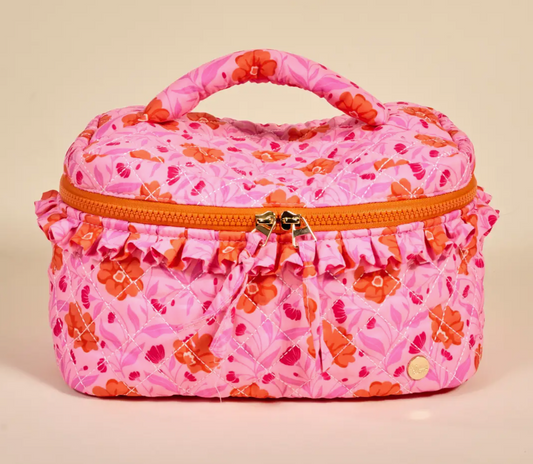 Glam & Go Quilted Cosmetic Bag–Poppin' Petals Hot Pink
