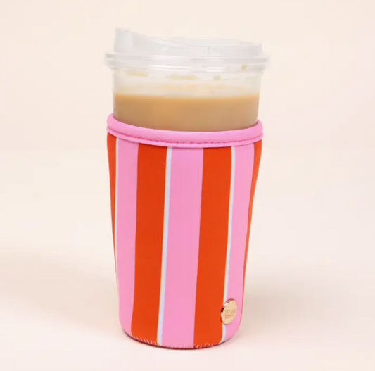 Sip Savvy Drink Sleeve–Large: Sicily Stripes Pink