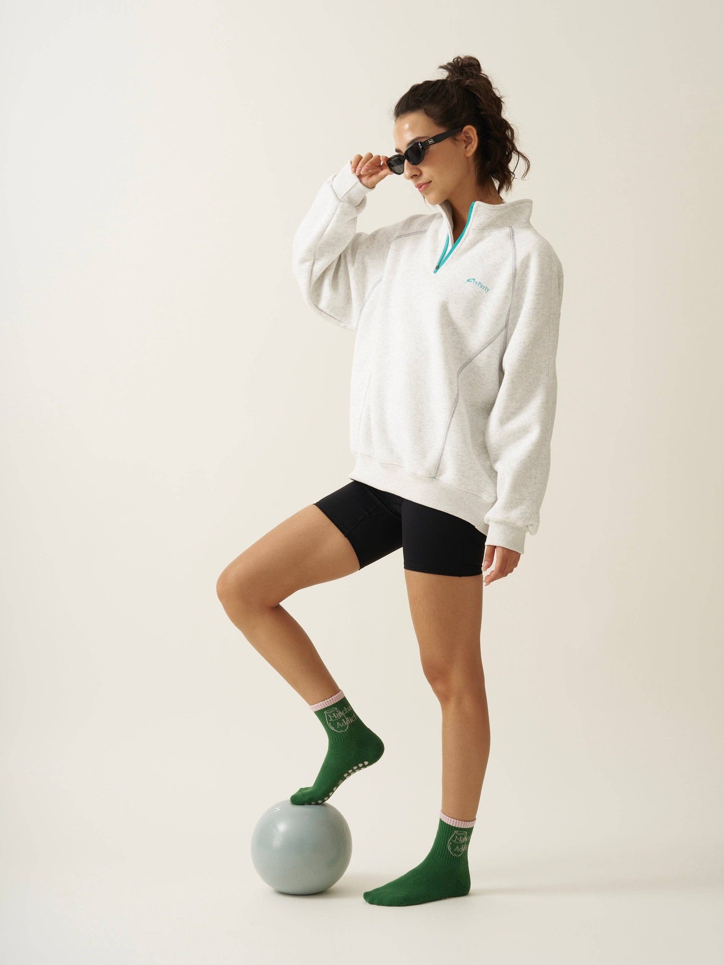 Matcha Addict Grip Sock, Pilates Socks