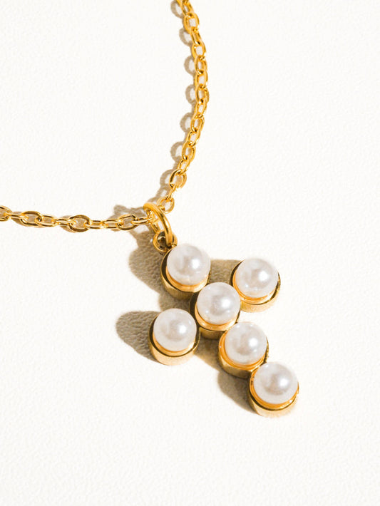 Faith Pearl Cross Necklace